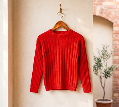 Ribbed Crewneck Knit Sweaters