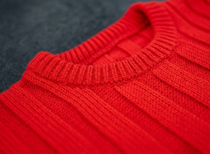 Ribbed Crewneck Knit Sweaters