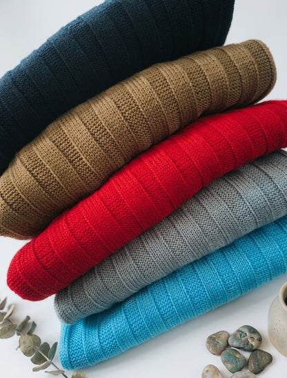 Ribbed Crewneck Knit Sweaters