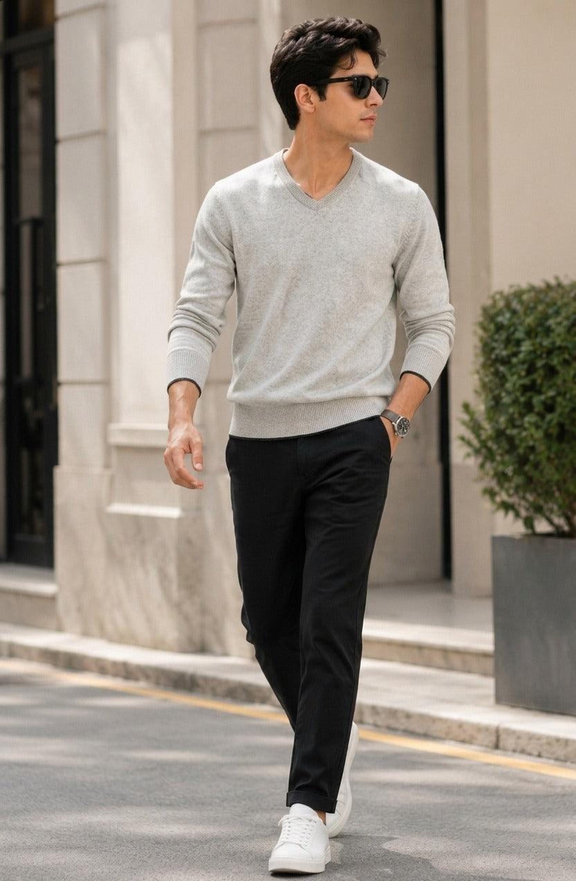 Men's Long-Sleeve V-Neck Knit Sweater